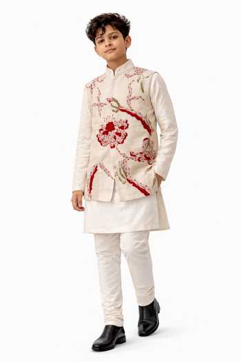 PAARSH Raktanga Embroidered Nehru Jacket & Kurta Set 