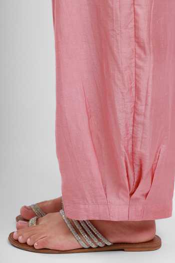 Buy_Kyra By Bhavna_Pink Chanderi Keyhole Neck, Yes Sereen Kurta Salwar Set _Online_at_Aza_Fashions