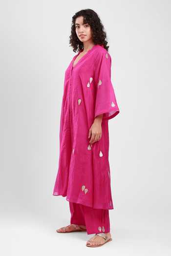 Kyra By Bhavna Fuchsia Chanderi V-neck Vera Kurta And Pant Set Online at Aza Fashions Kyra By Bhavna_Fuchsia Chanderi V-neck Vera Kurta And Pant Set _Online_at_Aza_Fashions