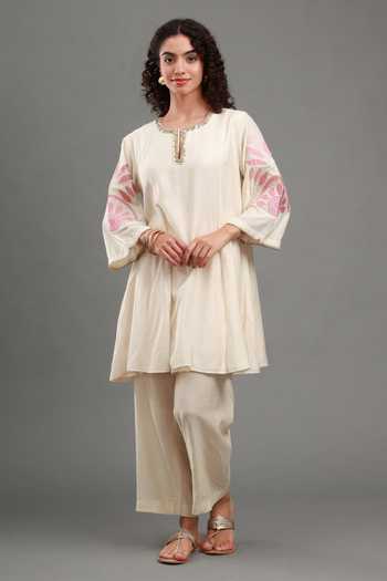 Kyra By Bhavna Tahira Chanderi Peplum Kurta & Pant Set 