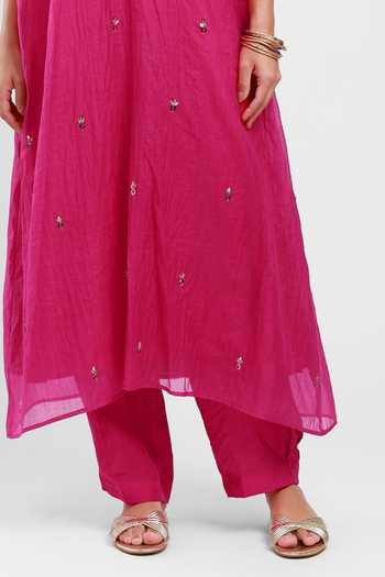 Buy Kyra By Bhavna Pink Chanderi V-neck Zoya Kaftan And Pant Set Online at Aza Fashions Buy_Kyra By Bhavna_Pink Chanderi V-neck Zoya Kaftan And Pant Set _Online_at_Aza_Fashions