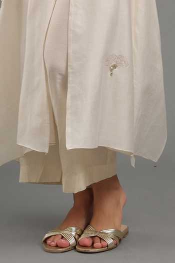 Shop Kyra By Bhavna Ivory Chanderi V-neck Vera Kurta And Pant Set Online at Aza Fashions Shop_Kyra By Bhavna_Ivory Chanderi V-neck Vera Kurta And Pant Set _Online_at_Aza_Fashions