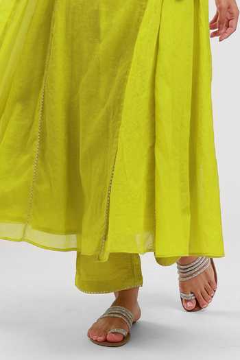 Buy Kyra By Bhavna Green Chanderi V-neck, Yes Nidha Angrakha And Pant Set Online at Aza Fashions Buy_Kyra By Bhavna_Green Chanderi V-neck, Yes Nidha Angrakha And Pant Set _Online_at_Aza_Fashions