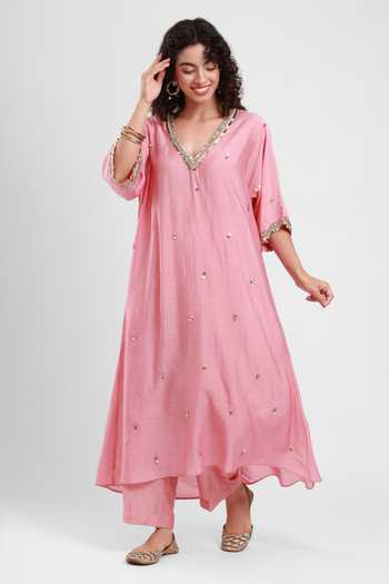 Kyra By Bhavna Fariha Chanderi Kaftan & Pant Set 