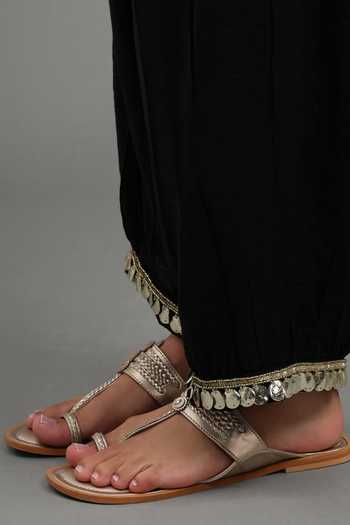 Buy_Kyra By Bhavna_Black Chanderi V-neck Ziya Ombre Kaftan And Pant Set _Online_at_Aza_Fashions