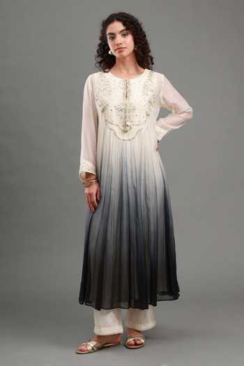 Buy Kyra By Bhavna Black Chanderi, Cambric Round Neck Myra Embroidered Anarkali Set Online at Aza Fashions Buy_Kyra By Bhavna_Black Chanderi, Cambric Round Neck Myra Embroidered Anarkali Set _Online_at_Aza_Fashions