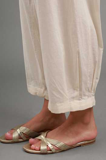Kyra By Bhavna_Pink Chanderi V-neck Zyrah Kaftan And Pant Set _at_Aza_Fashions