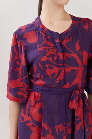Koai Purple Georgette Floral Print Dress For Kids Online at Aza Fashions Koai_Purple Georgette Floral Print Dress For Kids_Online_at_Aza_Fashions