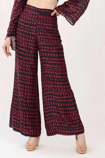 Koai Green Chiffon Printed Flared Pant For Kids Online at Aza Fashions Koai_Green Chiffon Printed Flared Pant For Kids_Online_at_Aza_Fashions
