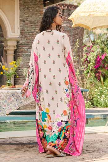 RINESSA Printed Hand Embellished Kaftan With Slip 