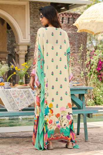 Shop RINESSA Ivory Crepe Round Neck Hand Embellished Printed Kaftan With Slip at Aza Fashions Shop_RINESSA_Ivory Crepe Round Neck Hand Embellished Printed Kaftan With Slip _at_Aza_Fashions