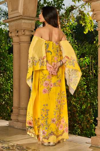 RINESSA Hand Embellished Printed Off Shoulder Kaftan 