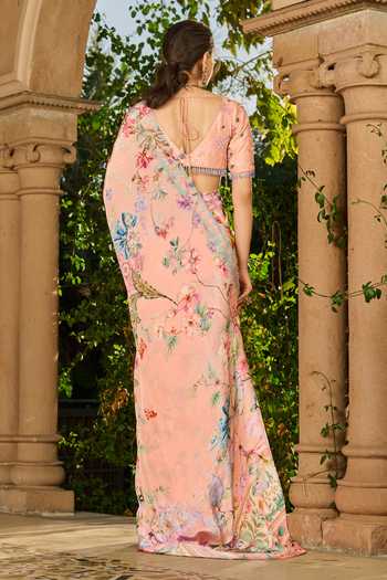 RINESSA Printed Saree With Hand Embroidered Blouse 
