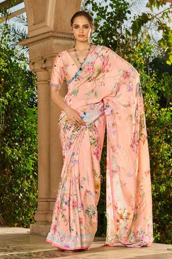RINESSA Printed Saree With Hand Embroidered Blouse 