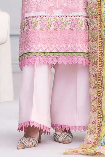 Buy_RINESSA_Pink Cotton, Silk V-neck, Yes Kyoto Bloom Embroidered Kurta Set _Online_at_Aza_Fashions