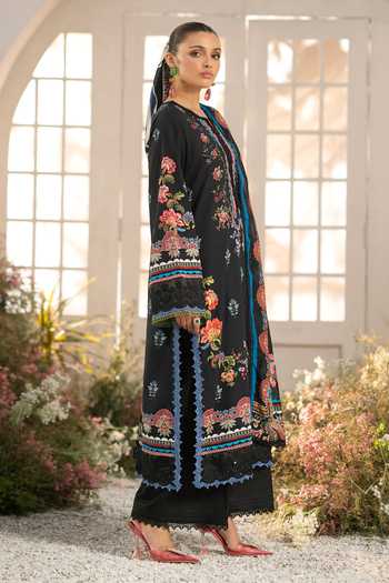 Shop_RINESSA_Black Cotton, Silk Split V-neck, Yes Ebon Allure Printed Kurta Set _Online_at_Aza_Fashions