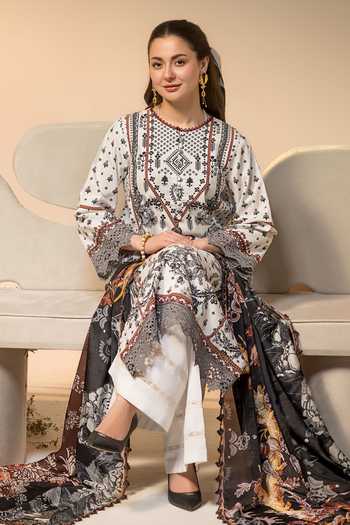 Shop RINESSA White Cotton, Silk Round Neck Noir Et Blanc Printed Kurta Online at Aza Fashions Shop_RINESSA_White Cotton, Silk Round Neck Noir Et Blanc Printed Kurta _Online_at_Aza_Fashions