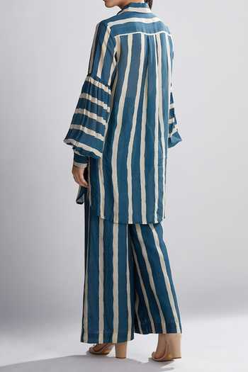 Koai Chanderi Silk Striped Shirt Tunic For Kids