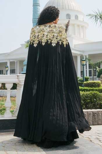 RINESSA Embellished Cape & Fishcut Lehenga Set 