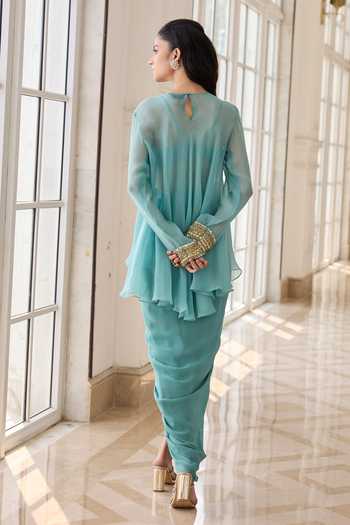 RINESSA Embellished Short Kurta With Dhoti Skirt 