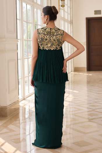 RINESSA Hand Embellished Top With Dhoti Skirt 