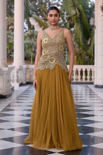 RINESSA Hand Embroidered Sleeveless Anarkali 