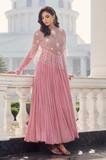 RINESSA Hand Embellished Anarkali With Cape 