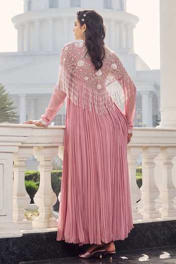 RINESSA Hand Embellished Anarkali With Cape 
