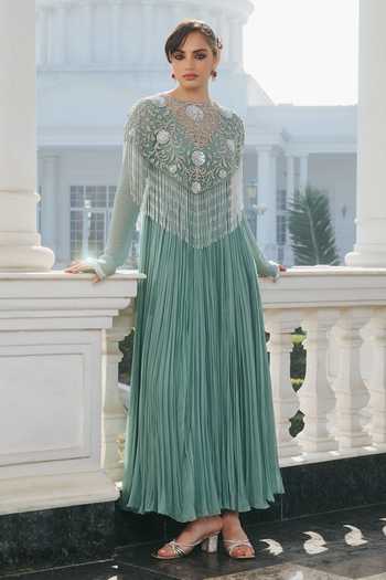 RINESSA Hand Embellished Anarkali & Cape 