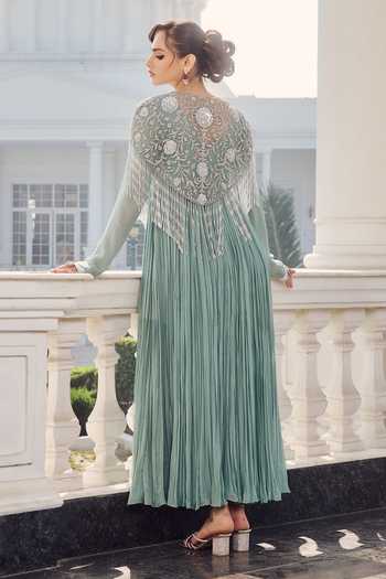 RINESSA Hand Embellished Anarkali & Cape 