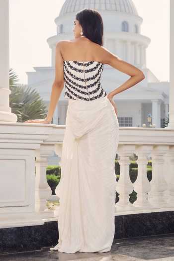 RINESSA Embellished Corset With Draped Skirt 