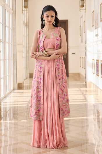 RINESSA Embellished Jacket Ruched Skirt Set 