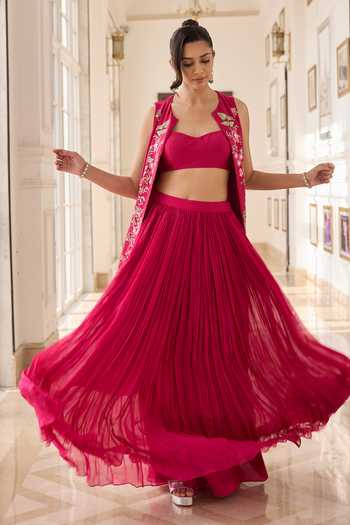 RINESSA Embellished Jacket Ruched Skirt Set 
