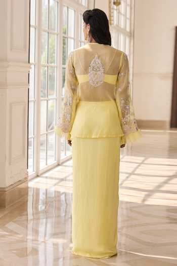 RINESSA Embroidered Jacket Dhoti Skirt Set 