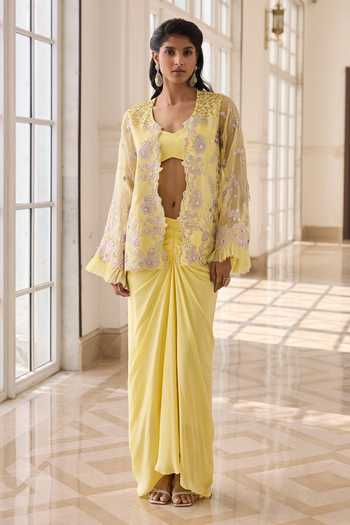 RINESSA Embroidered Jacket Dhoti Skirt Set 