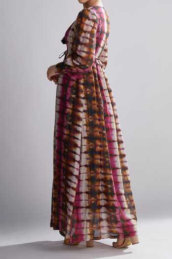 Koai Multi Color Printed Chanderi Silk Jacket For Kids