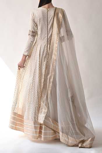 Neha Khullar Ivory Embroidered Anarkali Set For Kids
