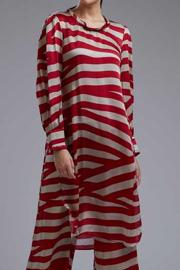 Koai_White Silk Printed Tunic For Kids_Online_at_Aza_Fashions