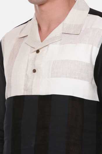 Mayank Modi - Men Multi Color Linen Block Short Kurta For Kids Online at Aza Fashions Mayank Modi - Men_Multi Color Linen Block Short Kurta For Kids_Online_at_Aza_Fashions