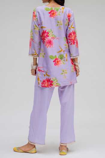 Chrkha Floral Printed Tunic & Pant Set For Kids