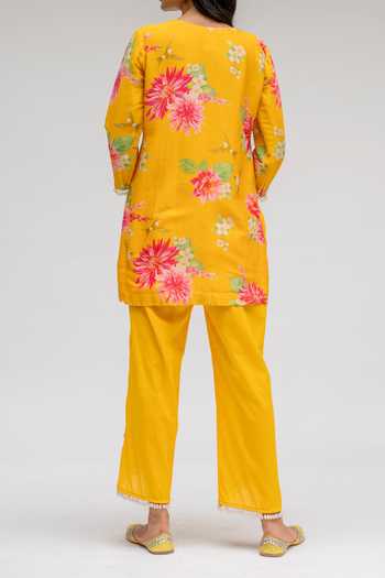 Chrkha Floral Printed Tunic & Pant Set For Kids