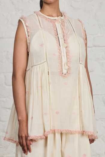 Buy Sue Mue Off White Cotton Round Neck Romy Organic Top And Pant Set Online at Aza Fashions Buy_Sue Mue_Off White Cotton Round Neck Romy Organic Top And Pant Set _Online_at_Aza_Fashions