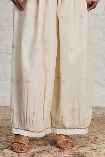 Sue Mue Off White Cotton Round Neck Romy Organic Top And Pant Set at Aza Fashions Sue Mue_Off White Cotton Round Neck Romy Organic Top And Pant Set _at_Aza_Fashions