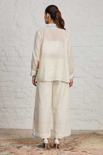 Sue Mue Florence Polka Dot Embroidered Shirt & Pant Set 