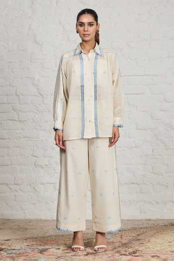 Sue Mue Florence Polka Dot Embroidered Shirt & Pant Set 