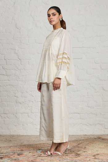 Buy_Sue Mue_Off White Cotton Round Neck Louisa Organic Top And Pant Set 