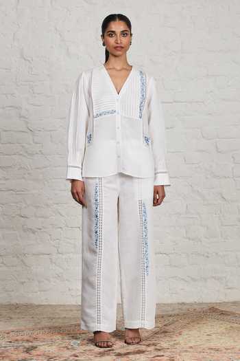 Sue Mue Halo Embroidered Top & Pant Set 