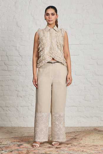 Sue Mue Lilibet Ruffle Layered Shirt & Pant Set 