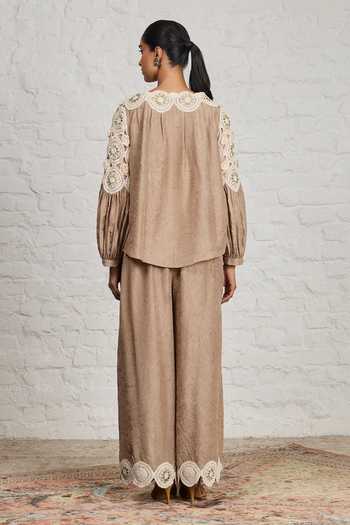 Sue Mue Jeane Pure Silk Top & Pant Set 