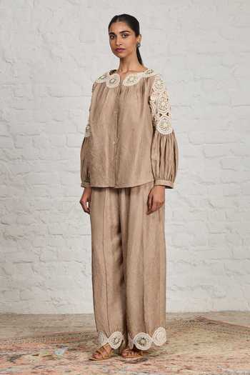 Sue Mue Jeane Pure Silk Top & Pant Set 